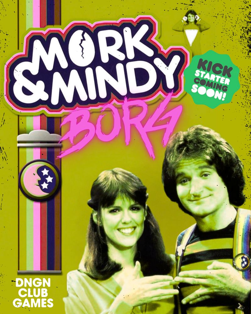 a fake cover for a fake game called Mork and Mindy Borg