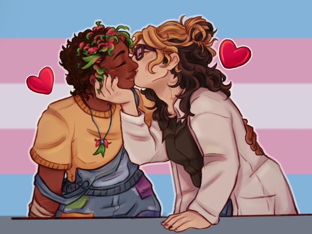 Seleni and Talia (in that order) Seleni uses She/They and Talia uses She/It Both are pokemon OCs!! Talia belongs to a friend of mine :)