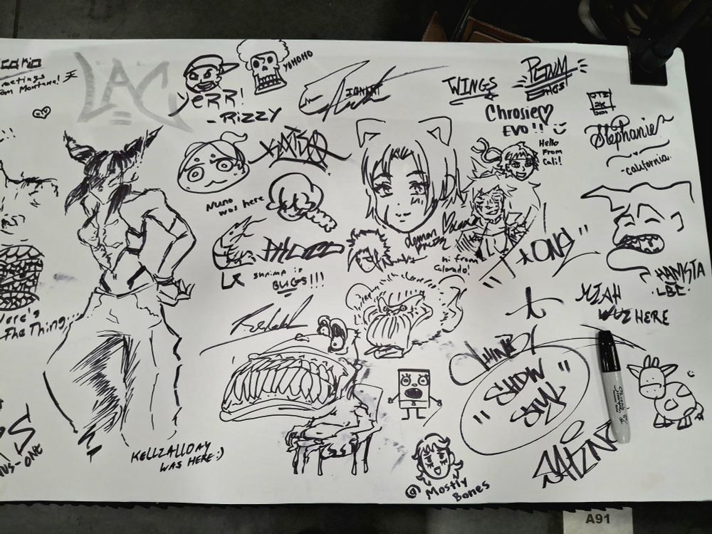 Fun table they had with a bunch of art