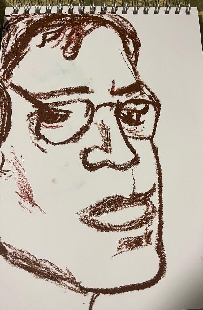 a bad oil pastel sketch of the handsomest nicest boy in the world