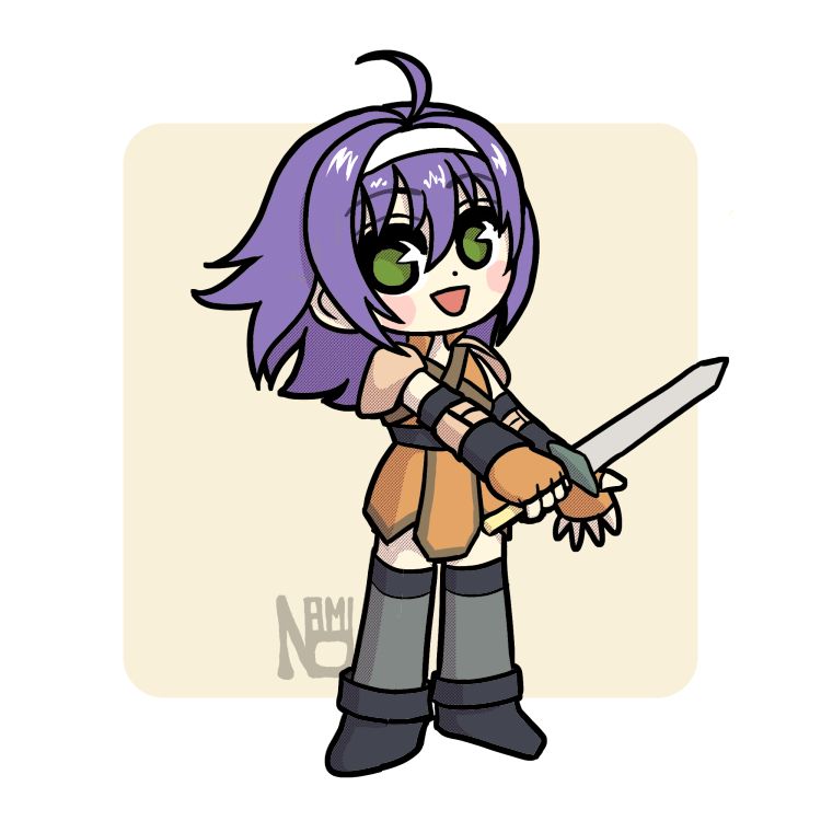 chibi art of mia from fire emblem 9.
