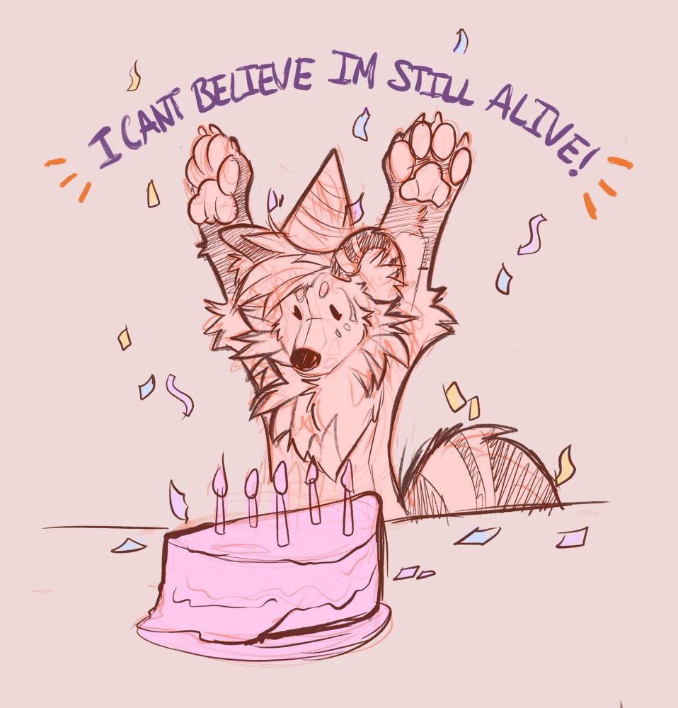 Weird little guy with a birthday cake