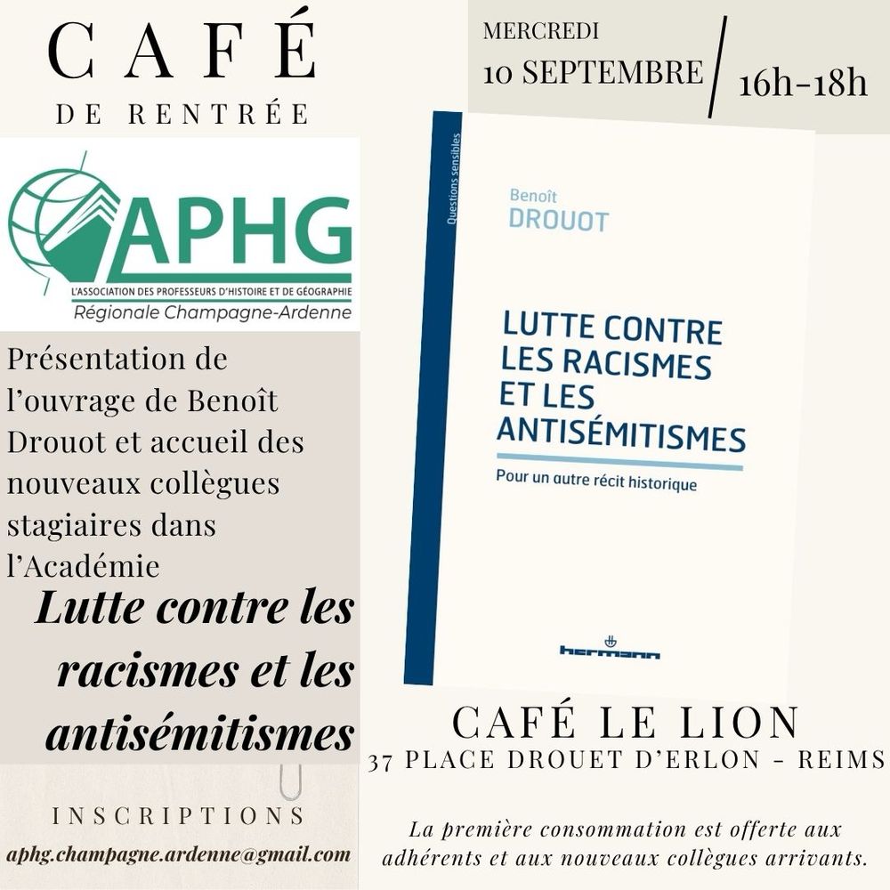 Affiche de conférence et couverture du livre de Benoît Drouot