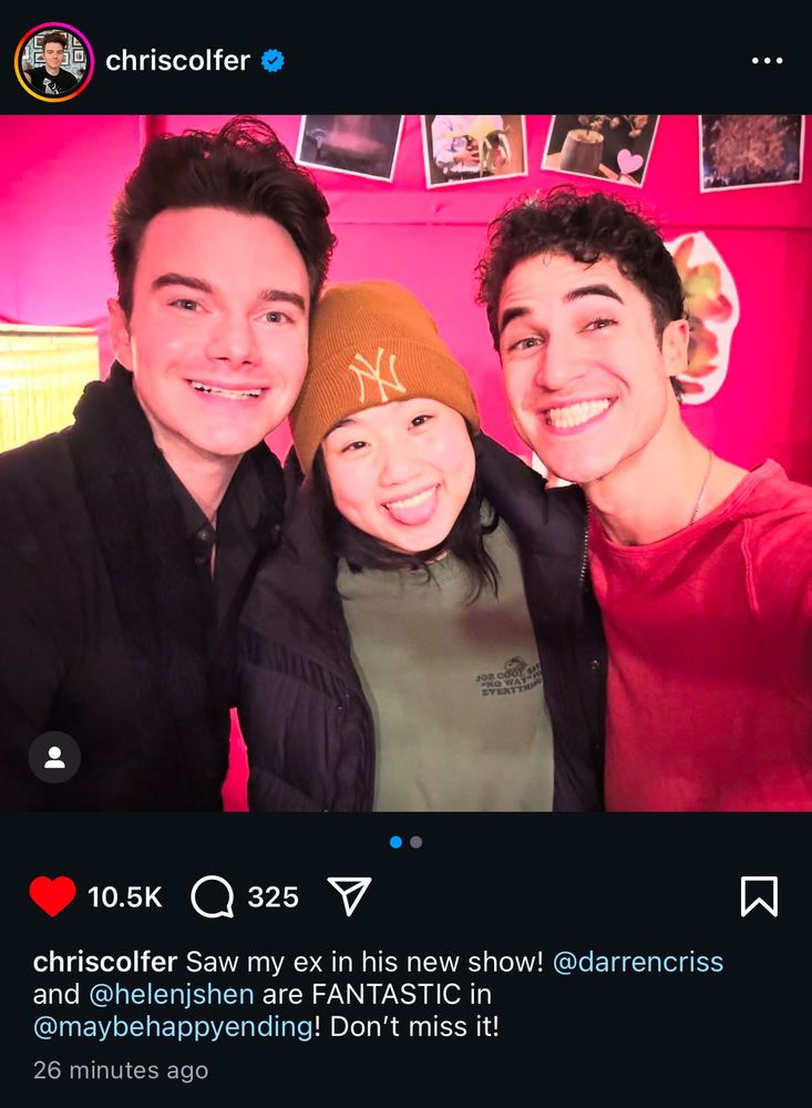 Darren criss chris colfer snd helen Shen