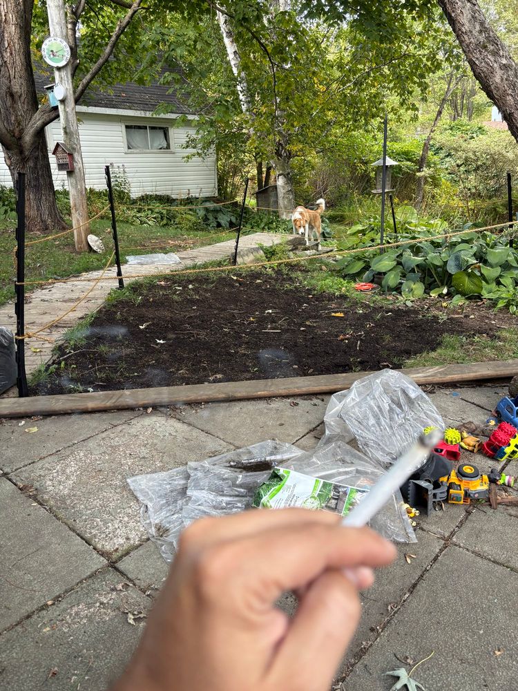 Roped off dirt patch
