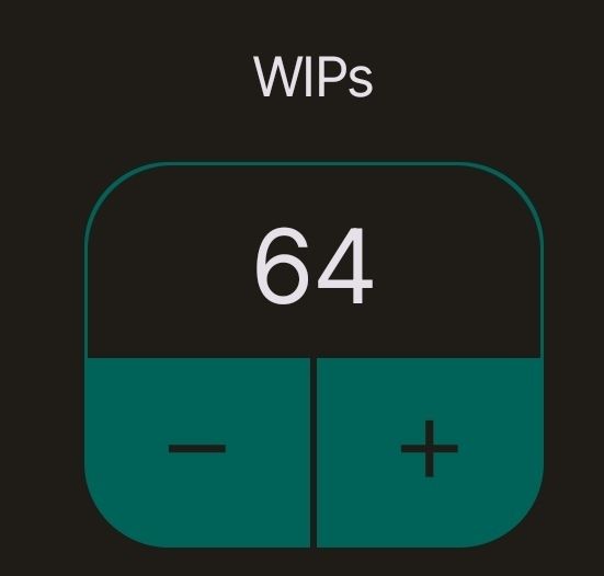 A screenshot of my counter app with 64 wips showing
