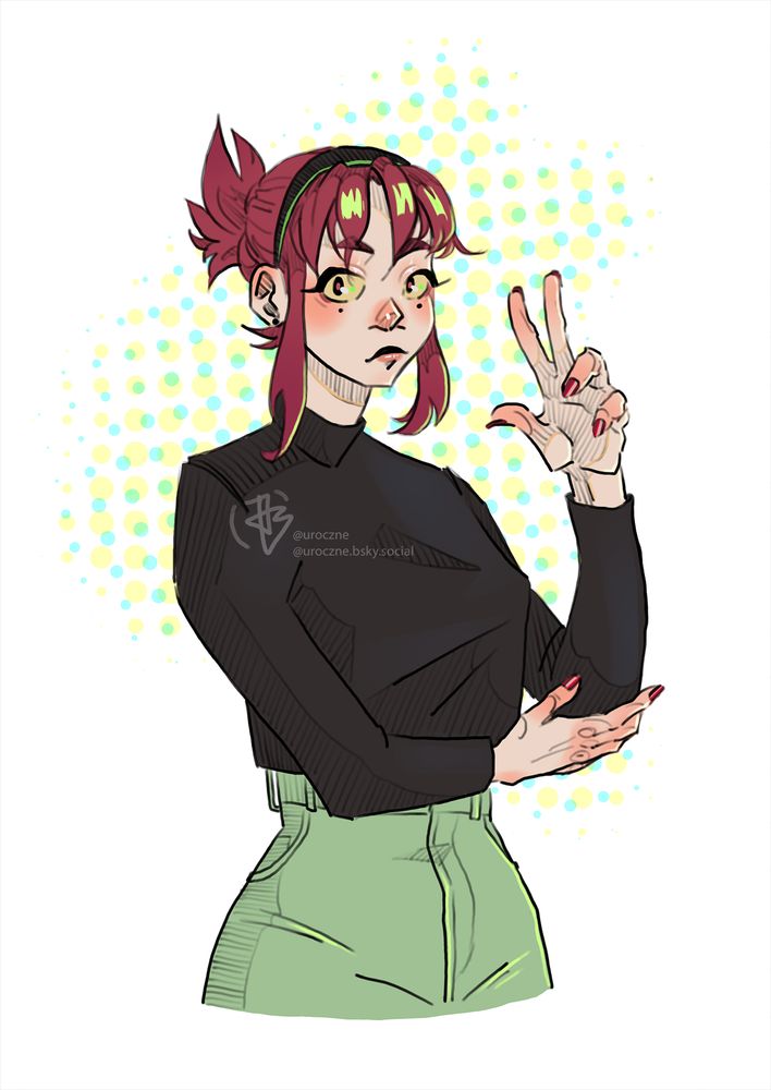 A quick drawing of Kiruna posing for a photo