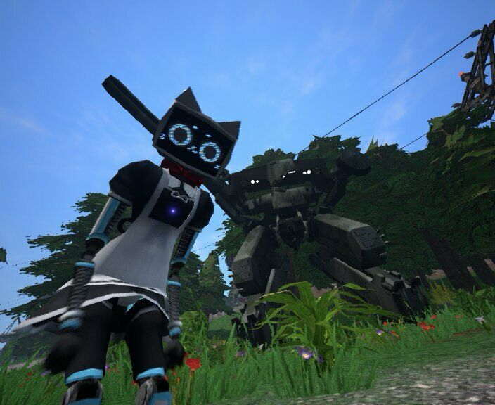 omega kurfur posing next to metal gear rex in voices of the void
