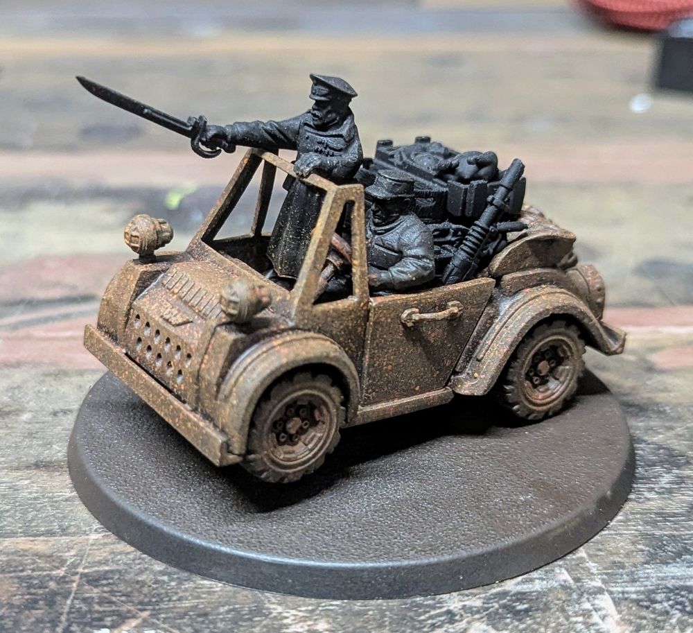 An Imperial ground car, with various rust effects applied.