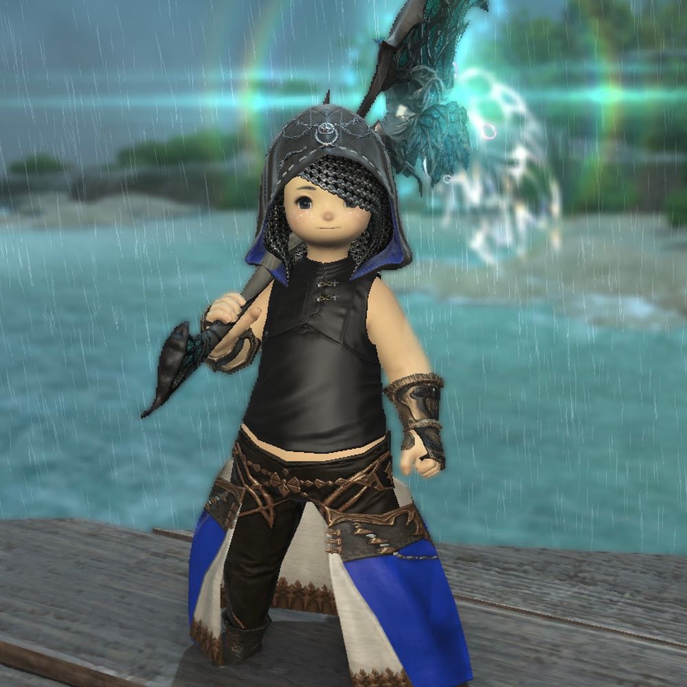 screencap of lalafell warrior in a hood