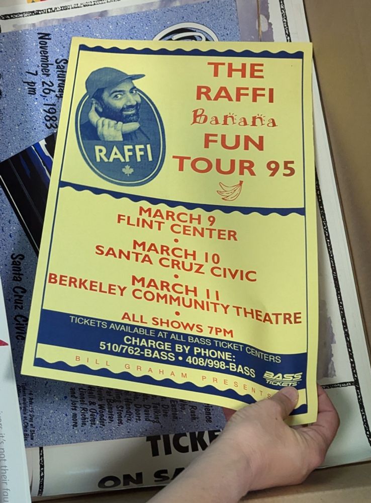 Concert poster for the Raffi Banana Fun Tour 95