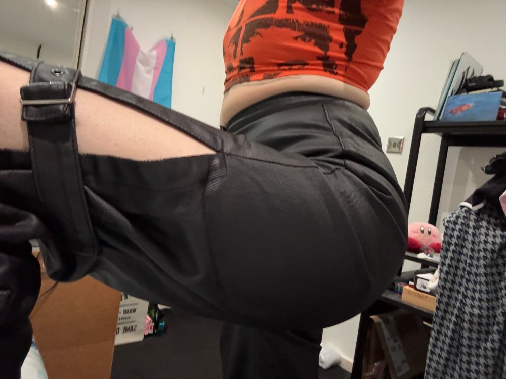 A picture of my ass in leather jeans 