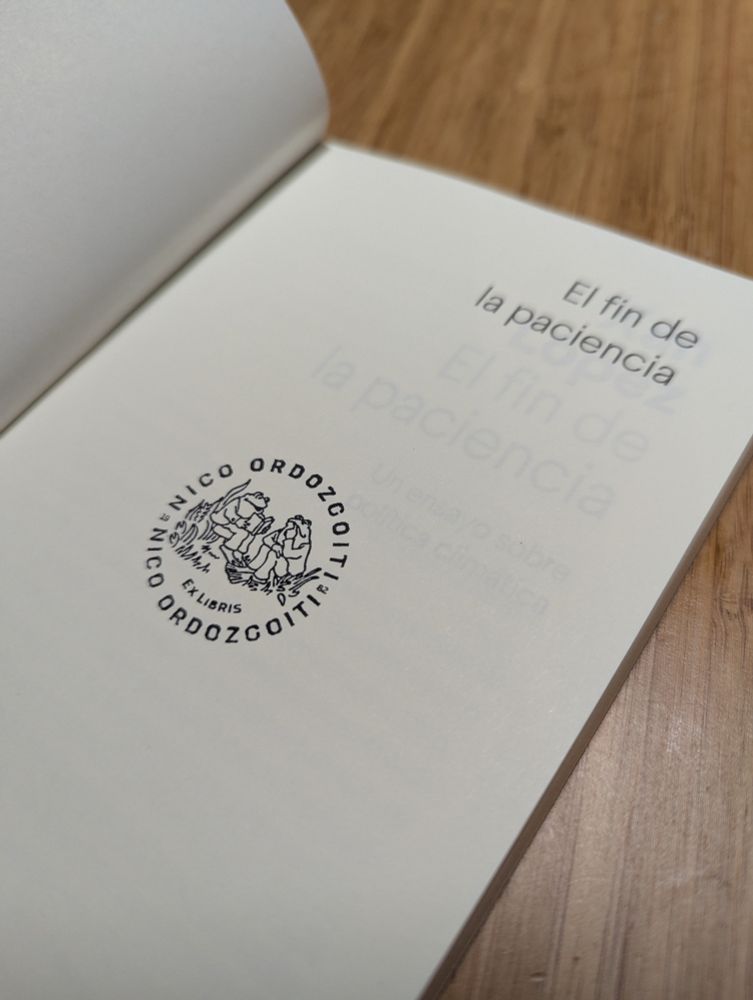 Portada interior del libro El fin de la paciencia, de Xan López