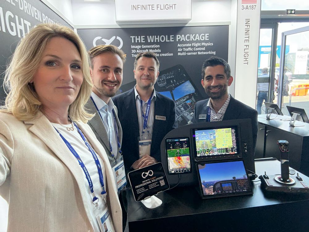 Some members of the Infinite Flight team at their booth at the Paris Air Show. 