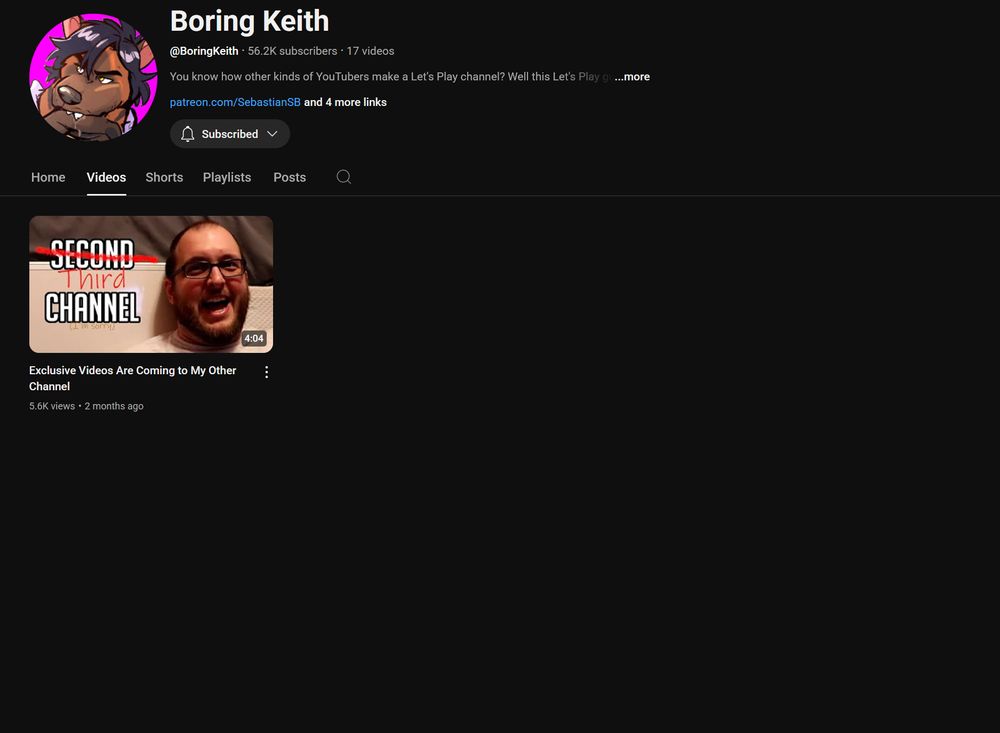 Same screenshot as before, however I have enabled Restricted Mode, now only one video appears and it's an announcement of a new channel, not a video essay.