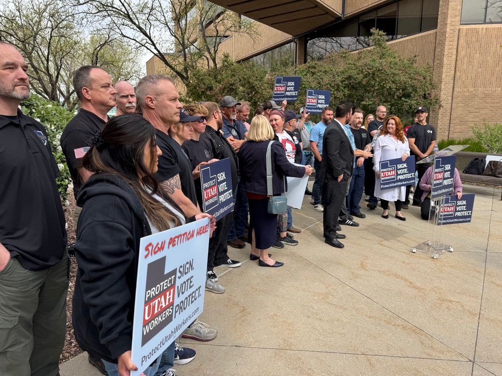 Union reps outside the clerks office 