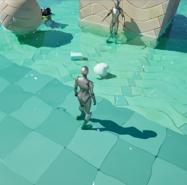 A stylized water shader with turquoise color and sparkles