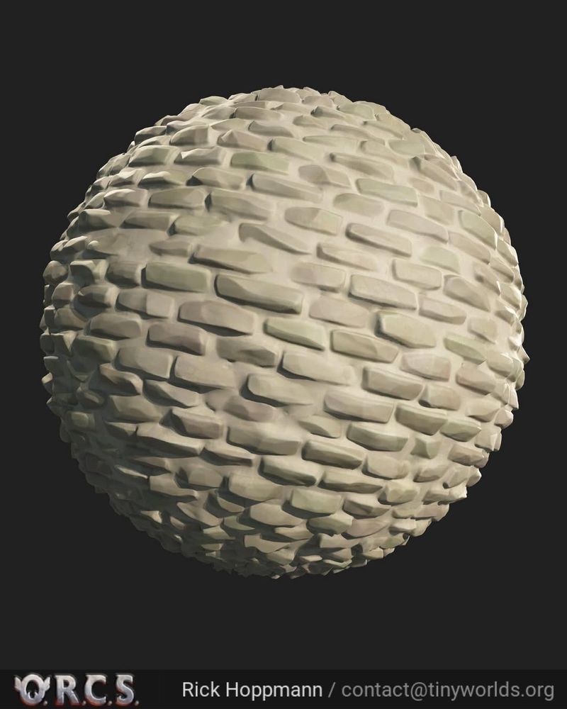 A tiling material of a stylized brick texture on a sphere