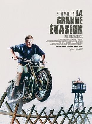 Affiche avec McQueen à moto sautant une clôture 