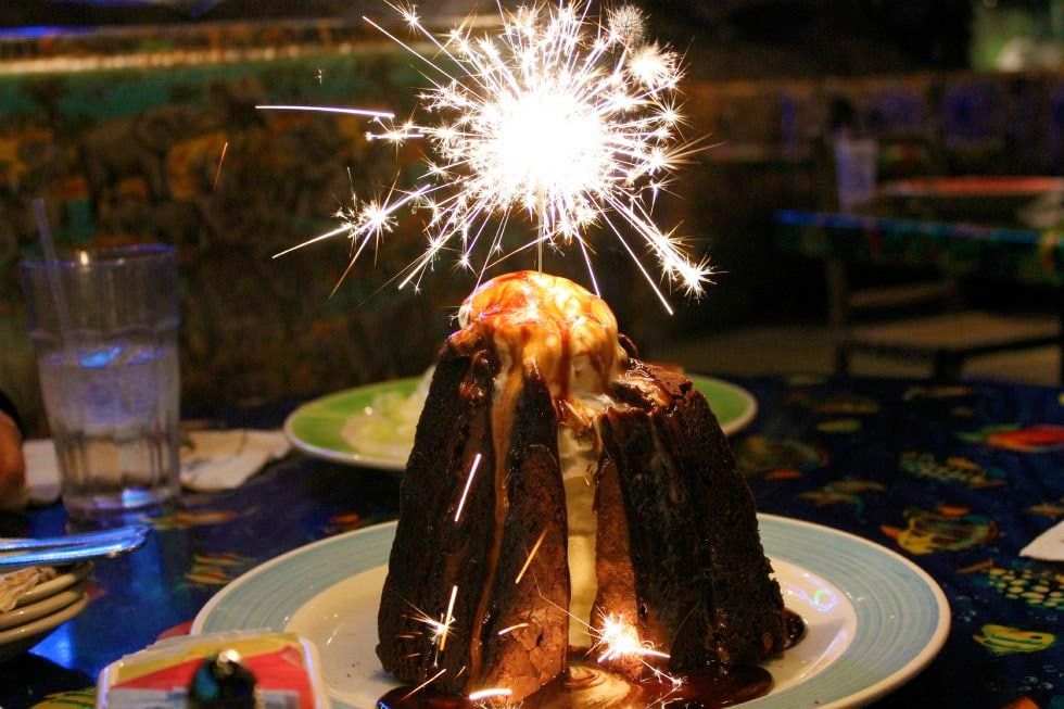 A dessert with a sparkler in it