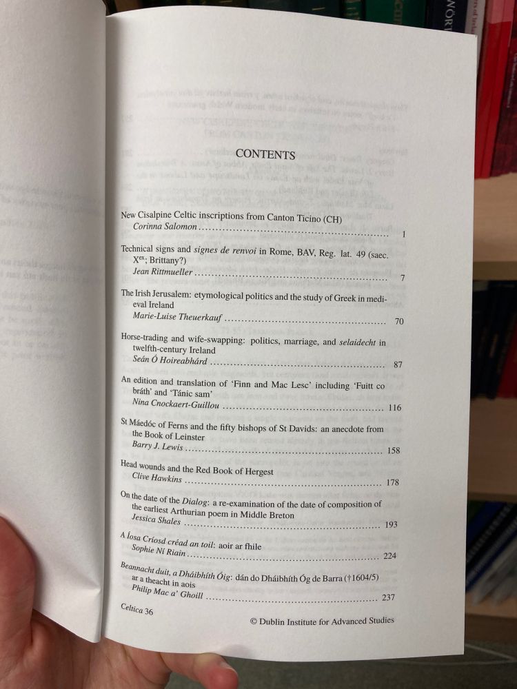 Table of contents of Celtica 36 (2024)