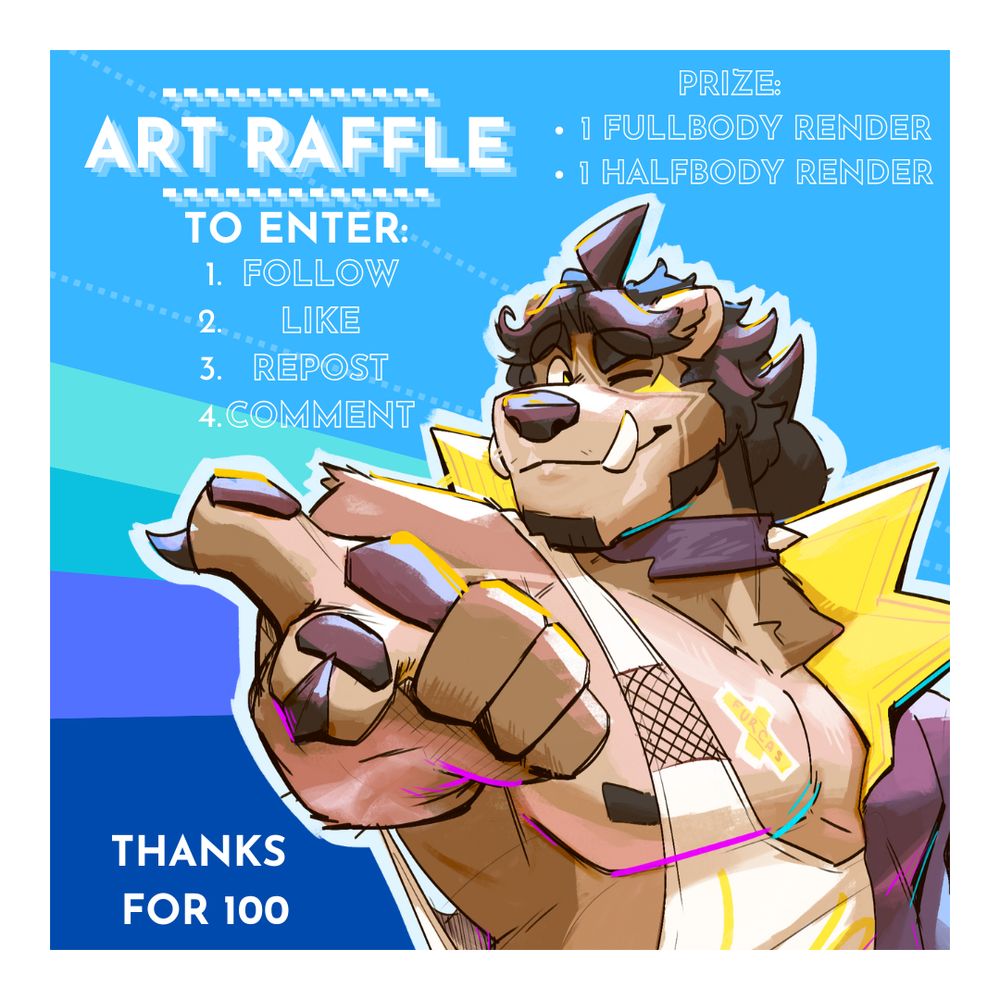 ART RAFFLE: To enter follow this account, like this post, repost this post and comment you're In. The prize is a Full body render and the other prize Is a Halfbody render.