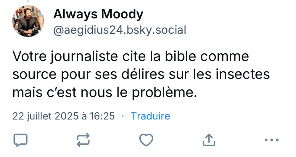 Réponse à Géraldine Woessner « votre journaliste cite la Bible comme source pour ses délires sous les insectes, mais c’est Nous le problème »
