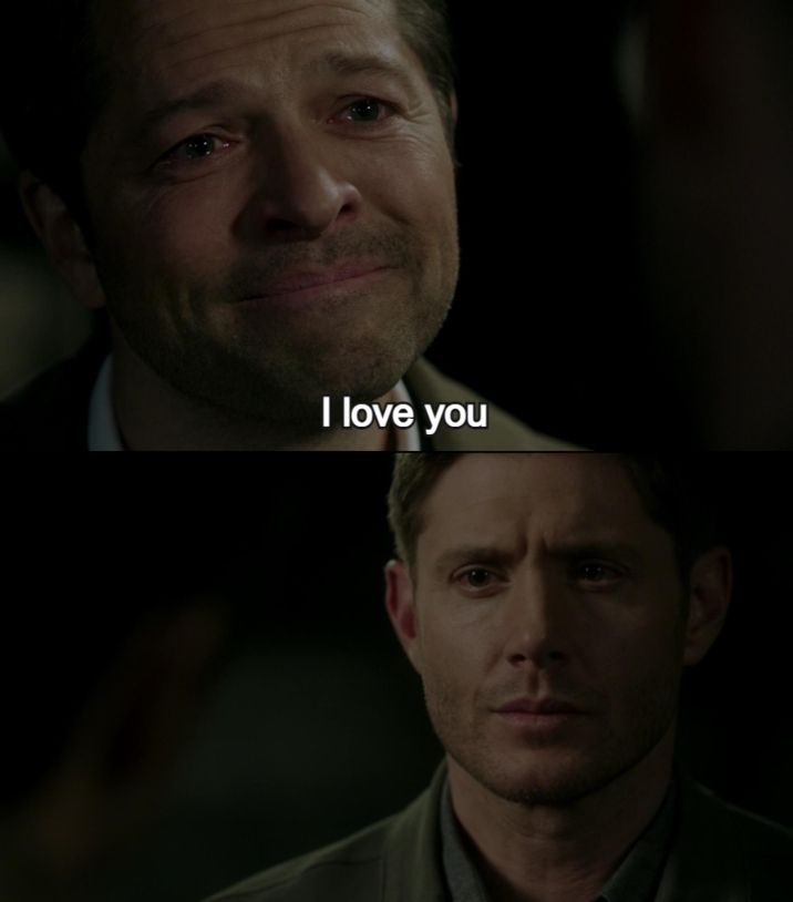 Destiel meme format with no text on the  Dean side