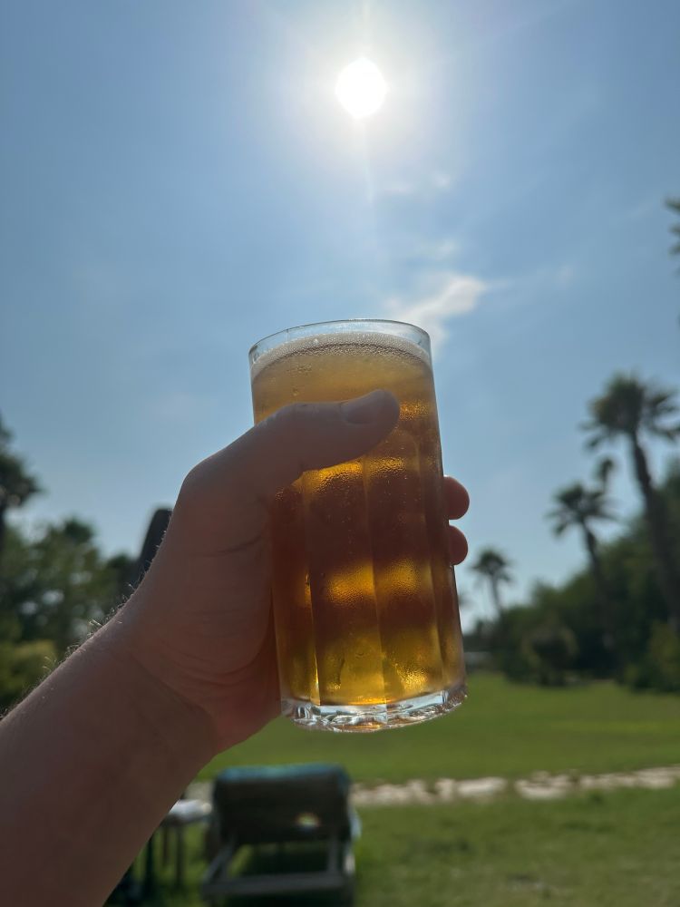 Beer. Sun. Blue sky. 