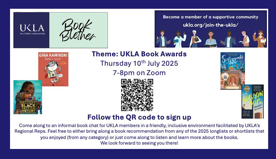 Event flyer with the same information displayed as the post above. Front covers of the winning books also displayed for the 4 categories and a QR code for signing up to the event.