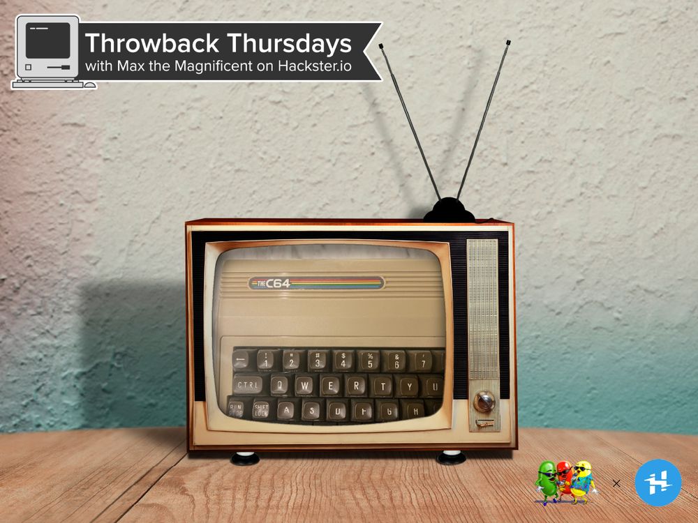 Image of an old cathode ray tube (CRT) television with a picture of a modern recreation of a vintage Commodore 64 personal computer on the screen.  
