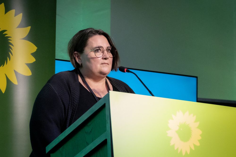 Susanne Mertens, Landesvorsitzende, beim Landesausschuss von Bündnis 90/Die Grünen Berlin am 08. November 2023.