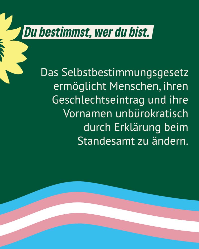 Du bestimmst, wer du bist.

Das Selbstbestimmungsgesetz ermöglicht Menschen, ihren Geschlechtseintrag und ihre Vornamen unbürokratisch durch Erklärung beim Standesamt zu ändern.