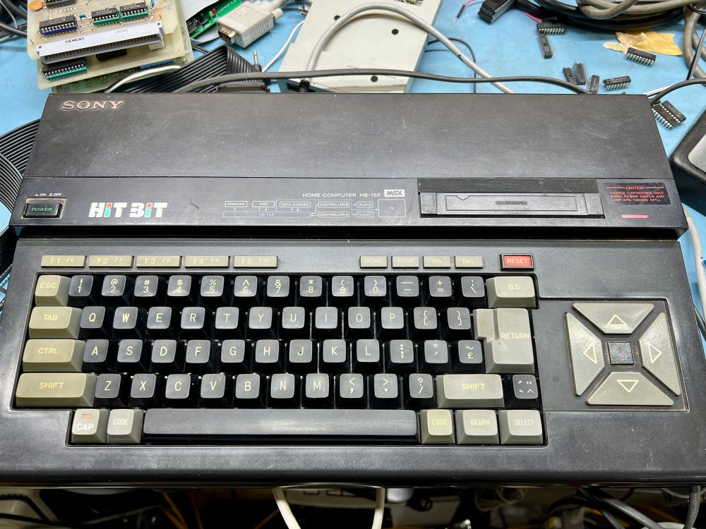 A Sony HitBit HB75 in all its black plastic glory. I remember these being really desirable (as far as MSX goes) back in the day but aside from it being a Sony I have no idea why. 