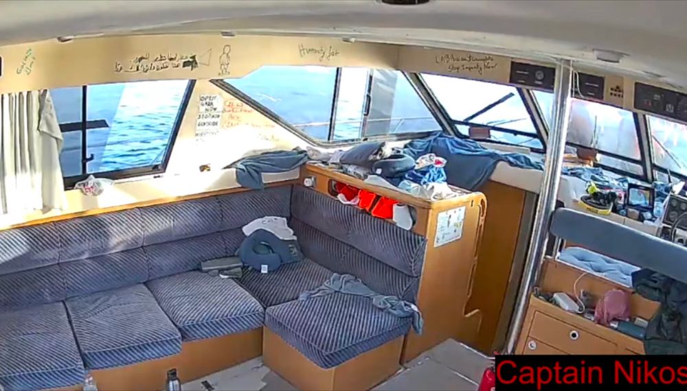 Interior view of the ship Captain Nikos, empty cabin, crew vacated and are waiting on the deck for Israeli forces to board 