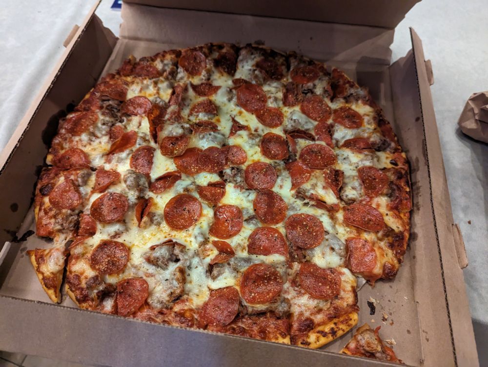 Pepperoni sausage and Italian beef pizza