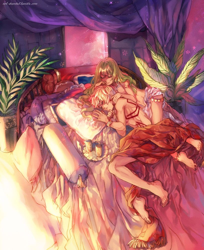 Gilgamesh sleeping with Enkidu beside him