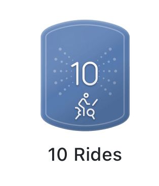 A Peloton badge earned after ten rides. 