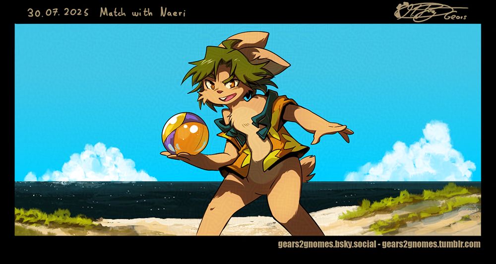 Bunny is ready to win the beach volleyball match.