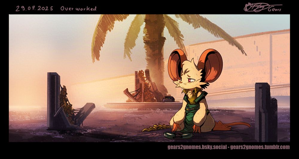 Sad mouse sitting on the sand.