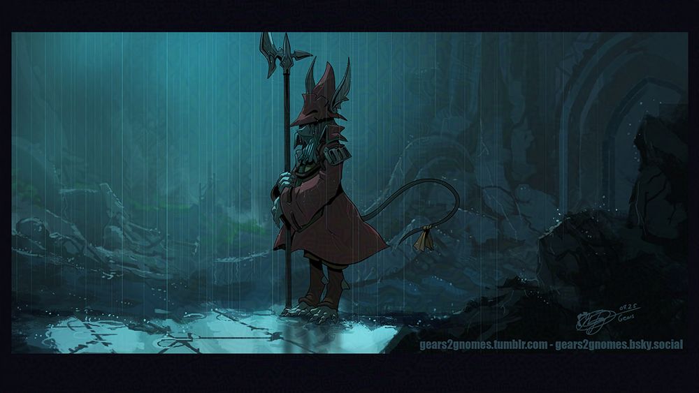 Freya stands in the rain in the ruins of her hometown.