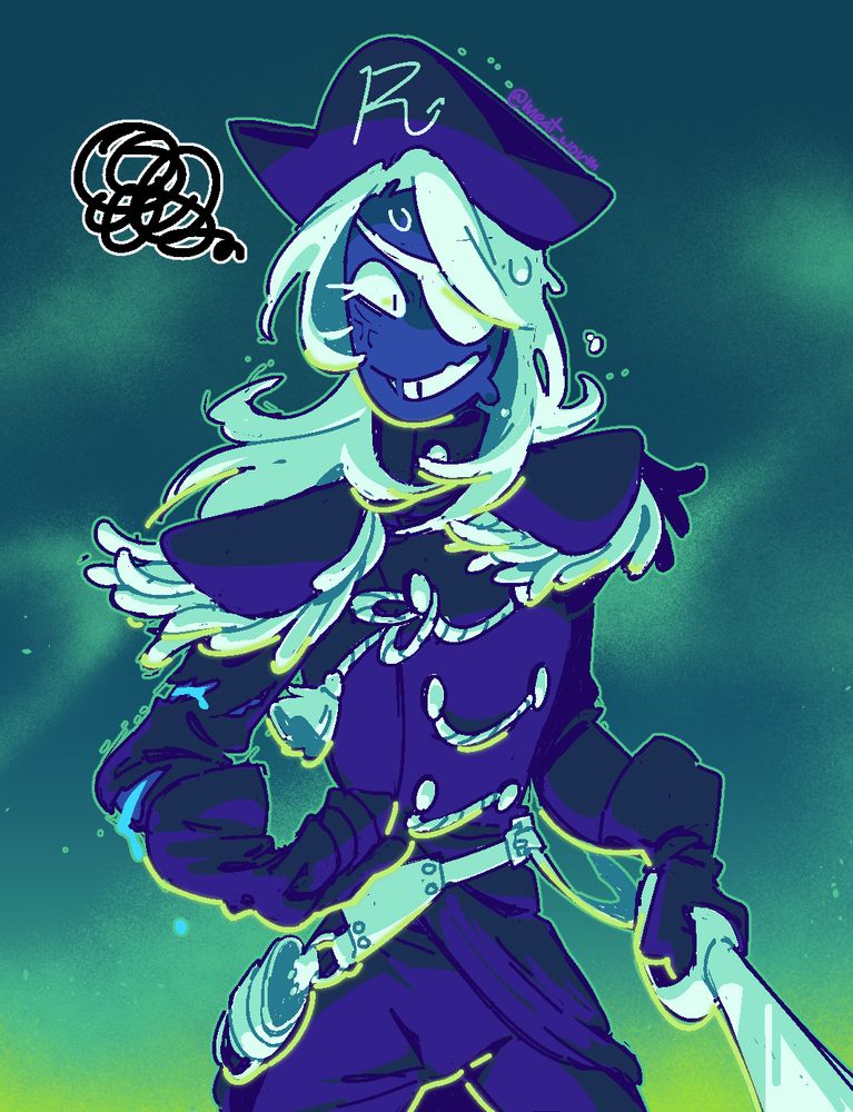 rouxls kaard in his pirate costume from his chapter 2 boss fight. he appears frustrated, and has a few scratches on his arm, implied to be from the player.