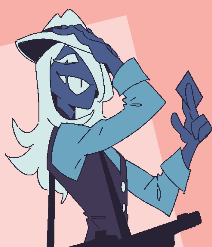a cropped drawing of rouxls kaard dressed as an old-timey mobster