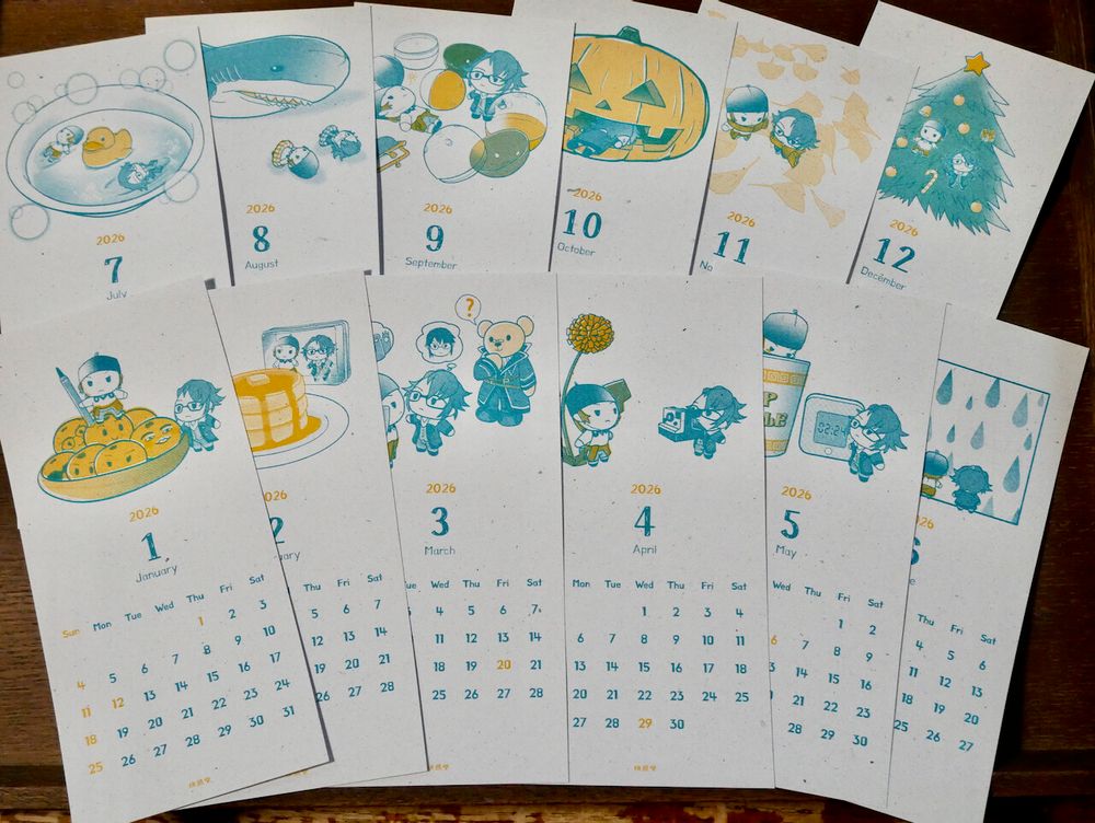 カレンダーの全ての月の絵柄の写真