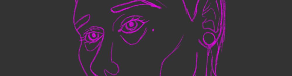 A screenshot of a sketch, all you can see are the eyes of a woman.