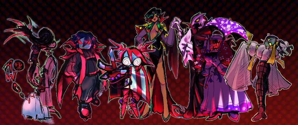 a line up of all my ocs thatre vampires