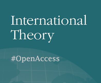 Logo for International Theory, featuring the text "International Theory" and "#OpenAccess" over a stylized globe background.