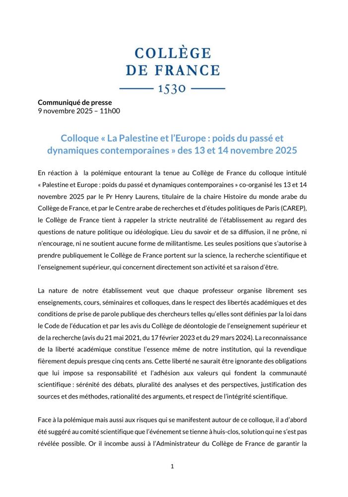 Page 1 d'un communiqué 