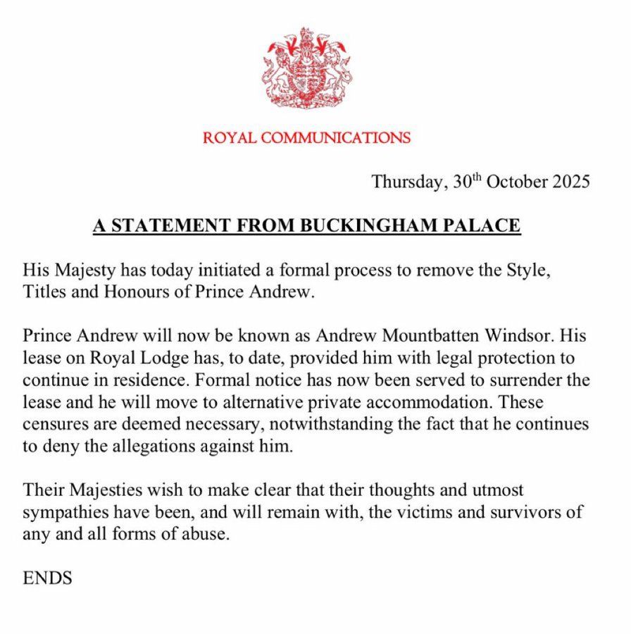 A statement from Buckingham Palace
