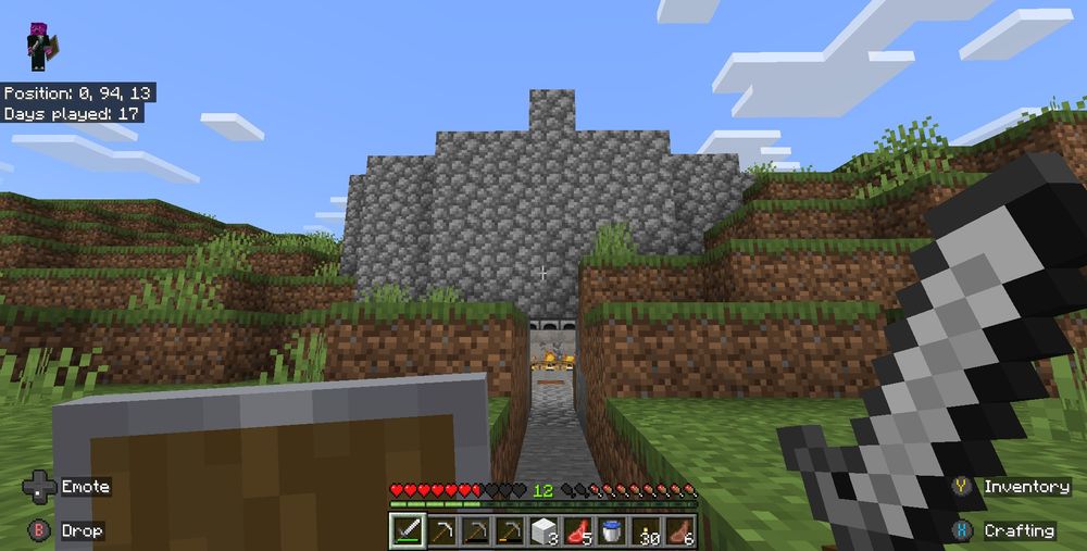 day 1 of realm build; the foundation is made of cobblestone, and it is currently just a cylinder 11 blocks in diameter